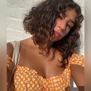 Orange flower print detail Summer dress 🧡